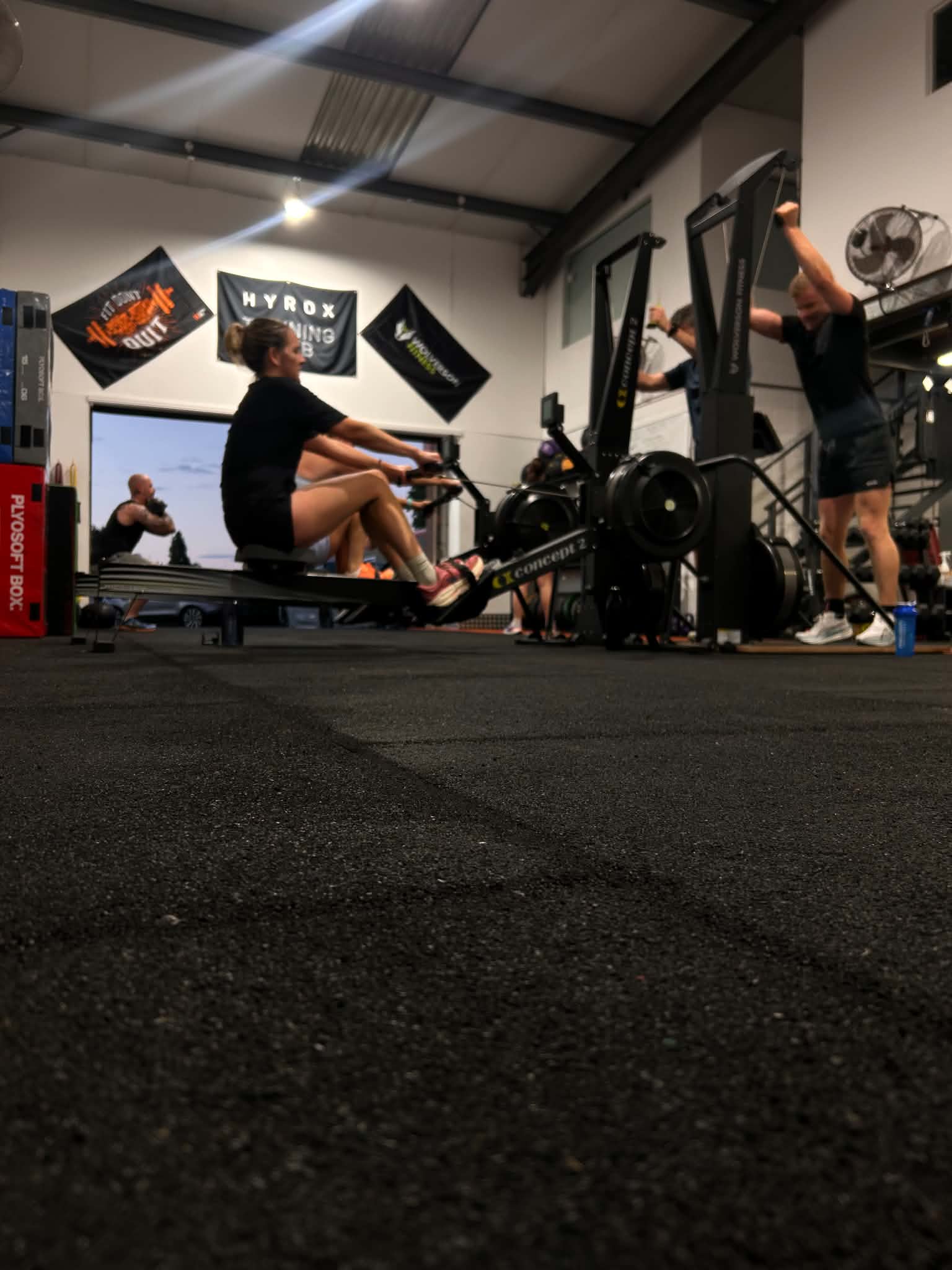 Indoor rowing and SkiErg training during a group gym session